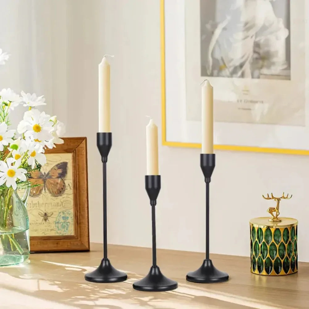 Castiçais de Vela Luxury Dourado 3 Peças - Razu