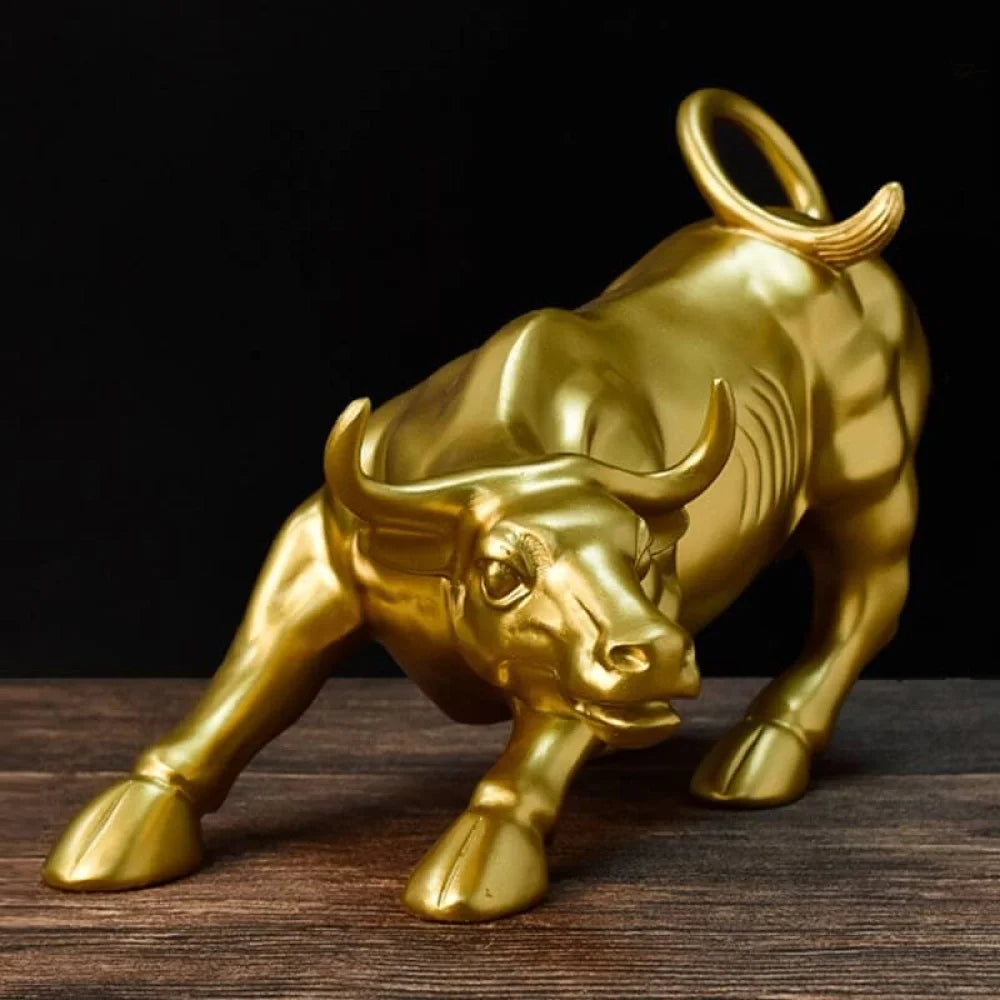 Escultura Touro de Wall Street Dourado - Razu