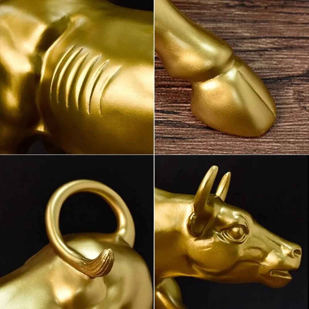 Escultura Touro de Wall Street Dourado - Razu