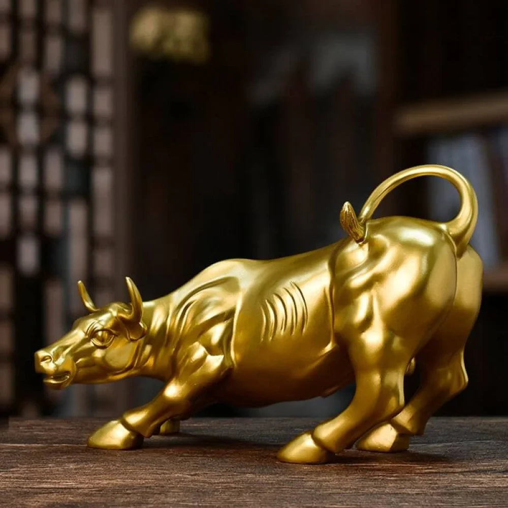 Escultura Touro de Wall Street Dourado - Razu