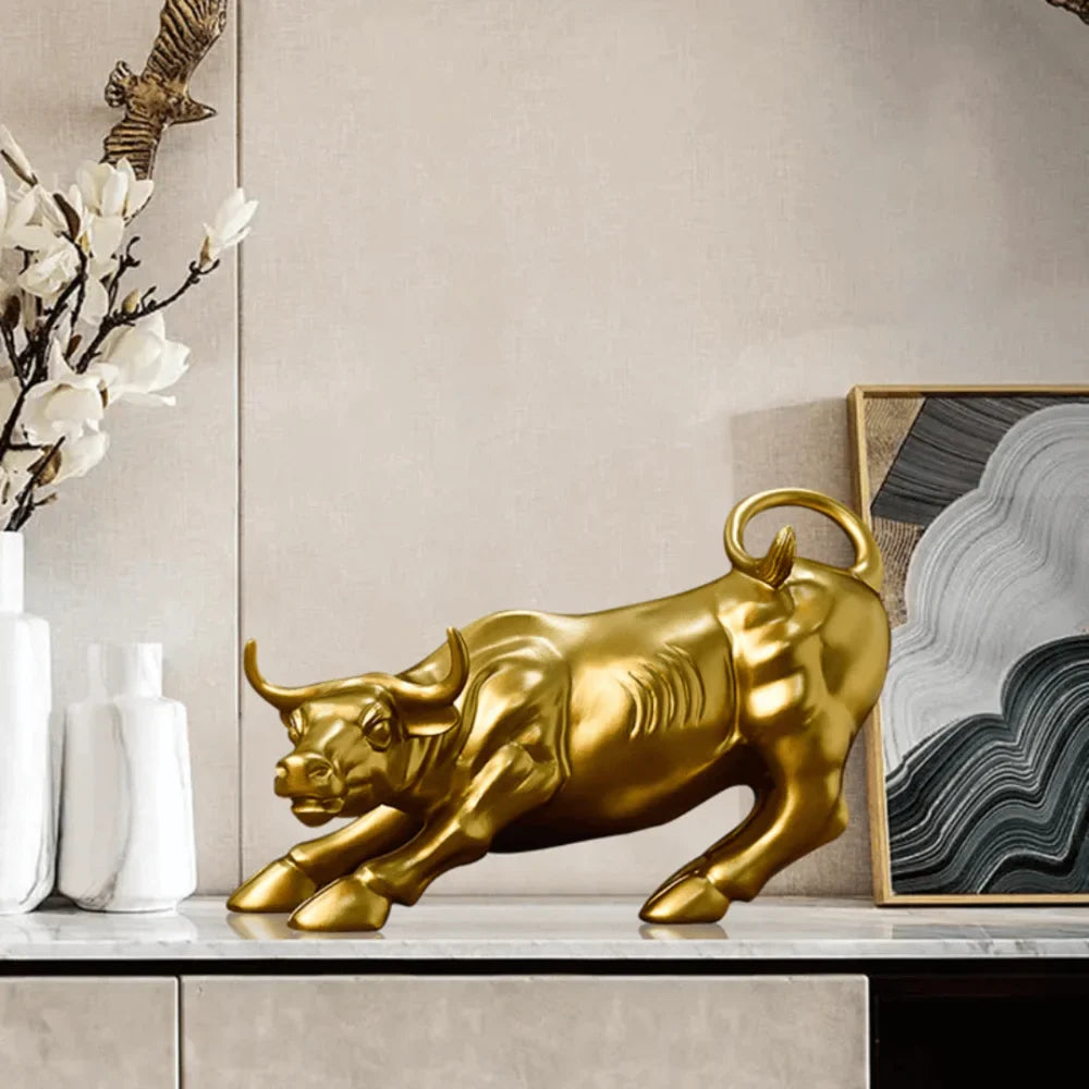Escultura Touro de Wall Street Dourado - Razu