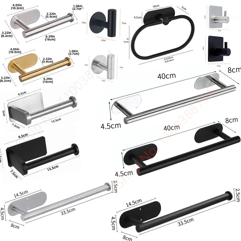 Stainless Steel Bathroom Support Without Holes - Tazzi