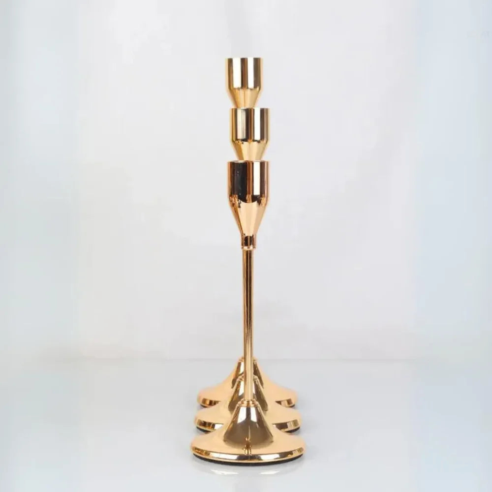 Castiçais de Vela Luxury Dourado 3 Peças - Razu