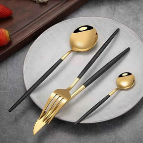 Conjunto de Talheres Dourado Luxy 24 Peças + Brinde Caixa presente - Razu