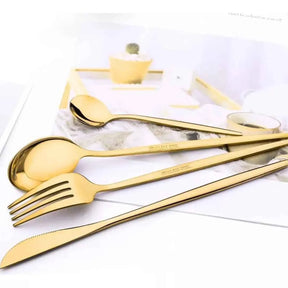 Conjunto de Talheres Dourado Luxy 24 Peças + Brinde Caixa presente - Razu