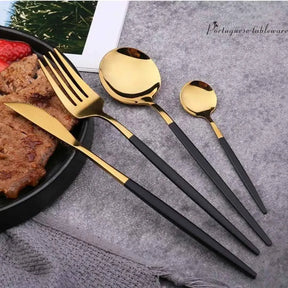 Conjunto de Talheres Dourado Luxy 24 Peças + Brinde Caixa presente - Razu