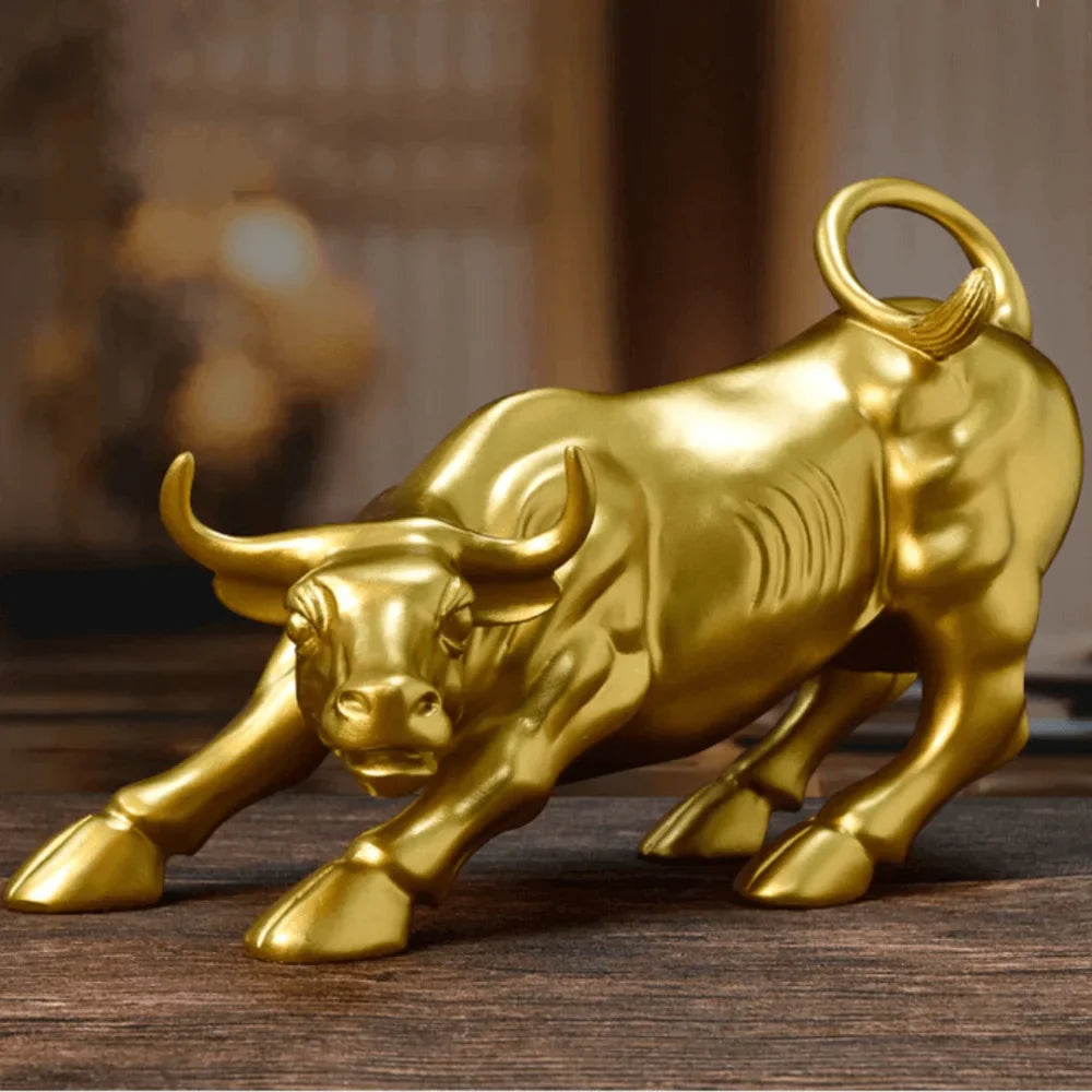 Escultura Touro de Wall Street Dourado - Razu