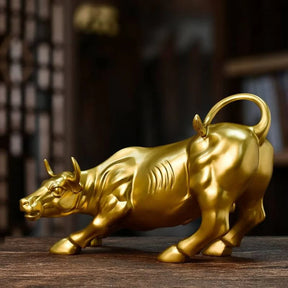 Escultura Touro de Wall Street Dourado - Razu