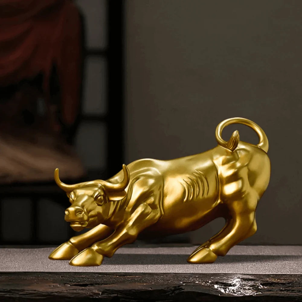 Escultura Touro de Wall Street Dourado - Razu