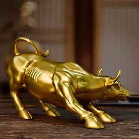 Escultura Touro de Wall Street Dourado - Razu