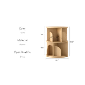 RAZU Vortex Series Circinus Core 360° Estante Giratória em Contraplacado Natural 2 Níveis