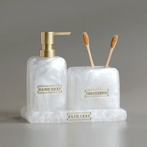 Kit Dispenser Para banheiro Branco Perolado - Tazzi