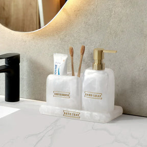 Kit Dispenser Para banheiro Branco Perolado - Tazzi